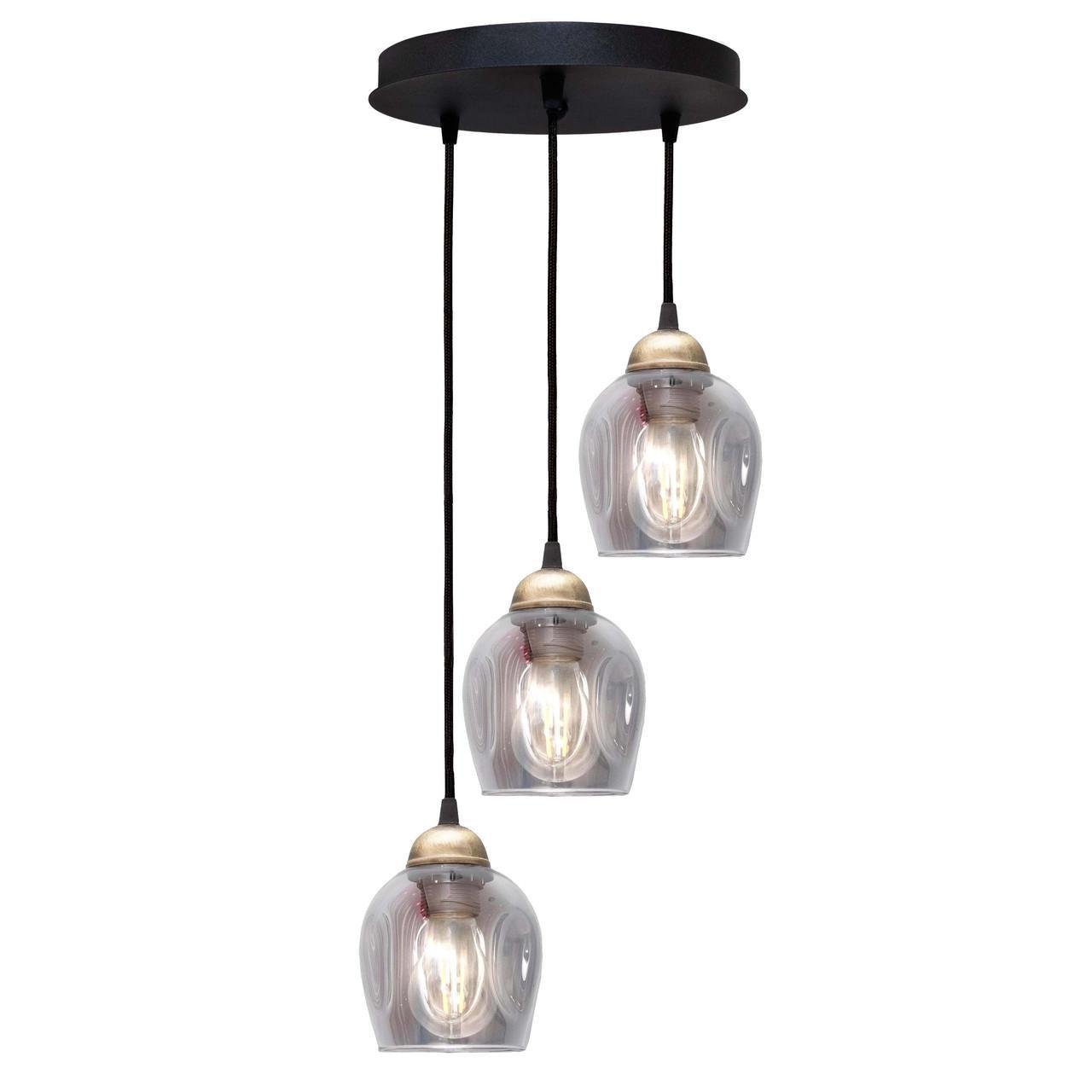 Підвісний світильник MSK ELECTRIC Enigma на круглій основі під три лампи Е27 Чорний (PL 2024-3R BK)