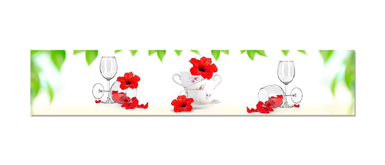 Наклейка виниловая на кухню Zatarga Гибискус и чашки 600х3000 мм (1262637345) Наклейка виниловая на кухню Zatarga Гибискус и чашки 600х3000 мм (1262637345)