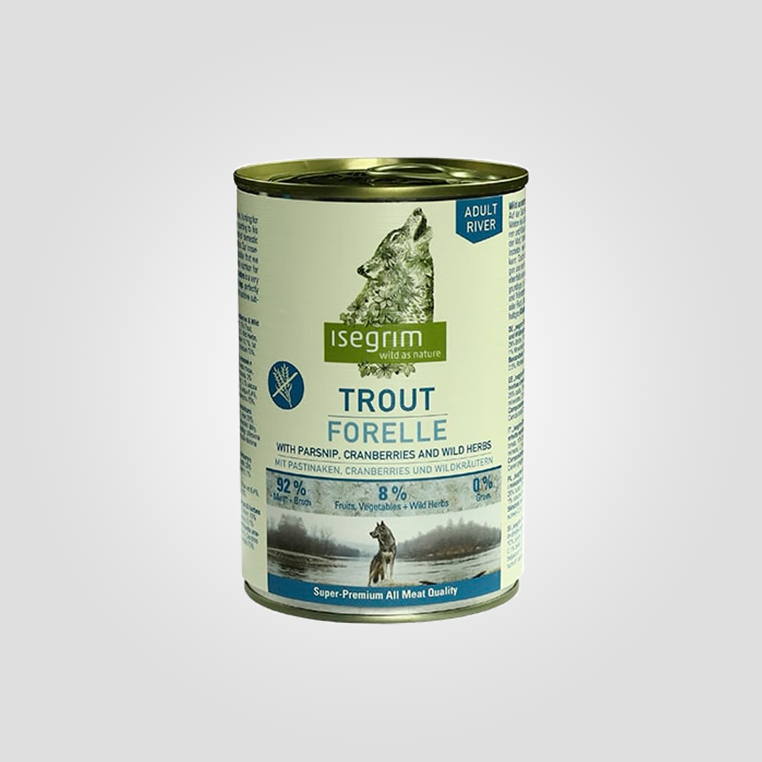 Корм консервированный для собак Isegrim Trout форель с пастернаком журавлиной и травами 400 г (20502512)