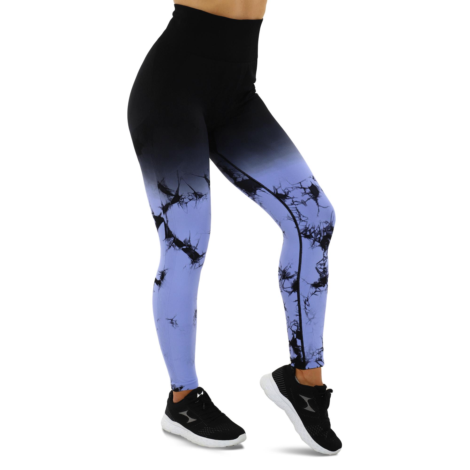 Лосины женские DOMINO 9072 бесшовные с эффектом пуш-ап мраморные тай-дай S Черно-сиреневый (9072_Черный-сиреневый_S) - фото 3 Лосины женские DOMINO 9072 бесшовные с эффектом пуш-ап мраморные тай-дай S Черно-сиреневый (9072_Черный-сиреневый_S) - фото 3