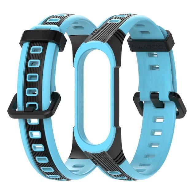 Силиконовый ремешок Primo Mijobs Perfor Classic для фитнес браслета Xiaomi Mi Smart Band 5 Black/Blue (1229900198) - фото 2