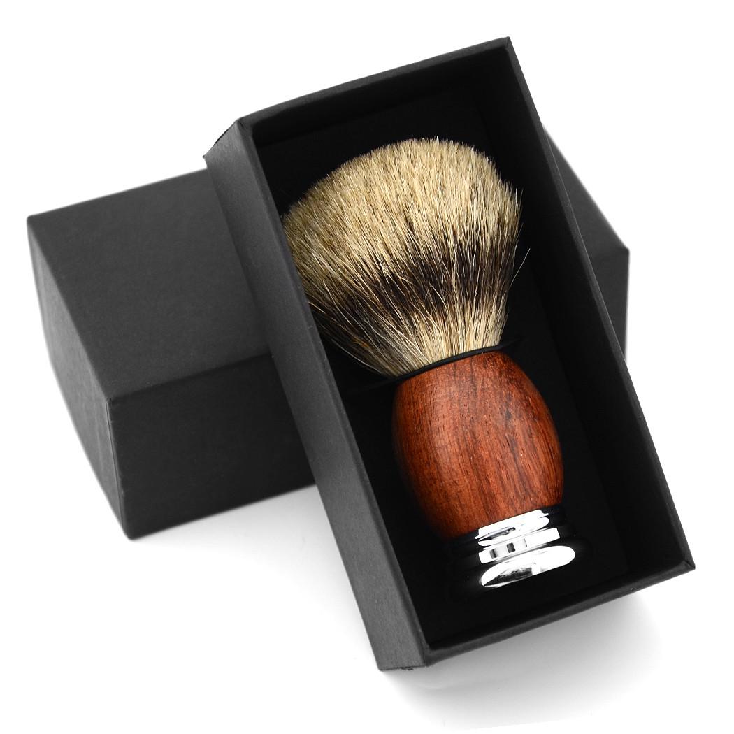 Помазок с ручкой из розового дерева и барсучьим ворсом - фото 6