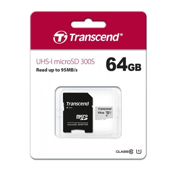 Карта памяти Transcend 64 Gb microSD с SD переходником 700S C10 UHS-I U1 TS64GUSD300S-A (591524) - фото 2