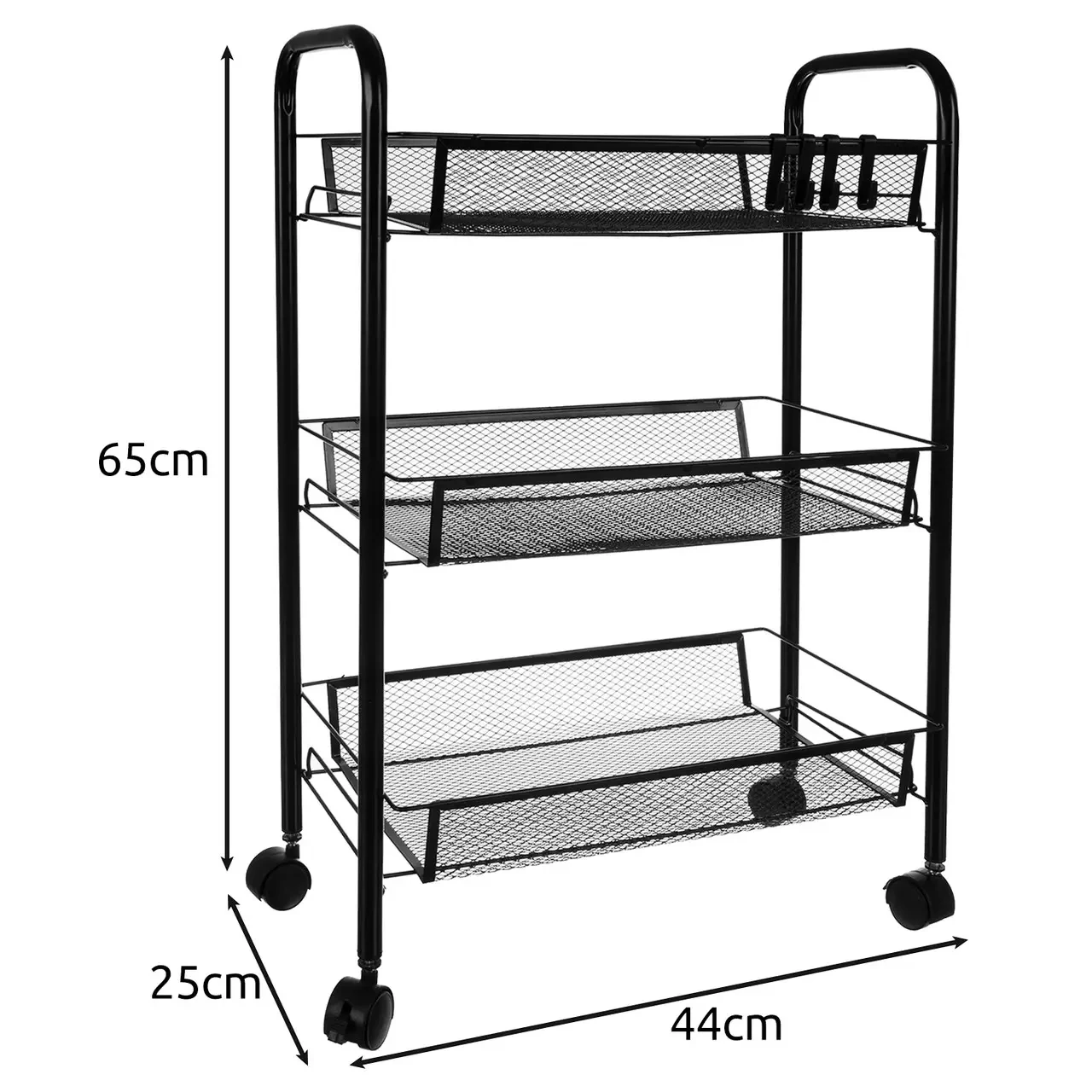 Стеллаж кухонный на колесах Ruhhy 24749 с тремя полками Black (24749 ) - фото 2 Стеллаж кухонный на колесах Ruhhy 24749 с тремя полками Black (24749 ) - фото 2