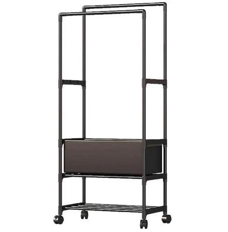 Вешалка для одежды и обуви на колесах двойная 150x56x30 см Черный