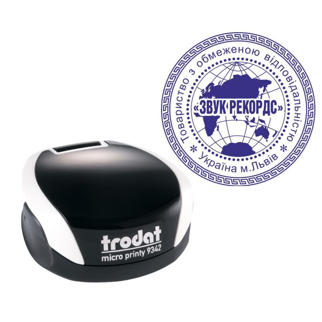 Печатка ТОВ на кишеньковому оснащенні Trodat Micro Printy 9342 d 42 мм Білий (ТОВ7/9342/W)