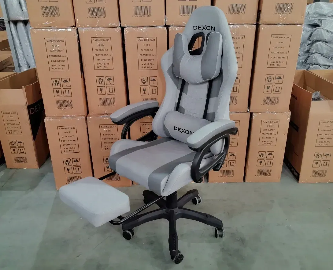 Геймерське крісло DEXON VECTOR з підставкою для ніг екошкіра/тканина Сірий/Темно-сірий (40285) - фото 11