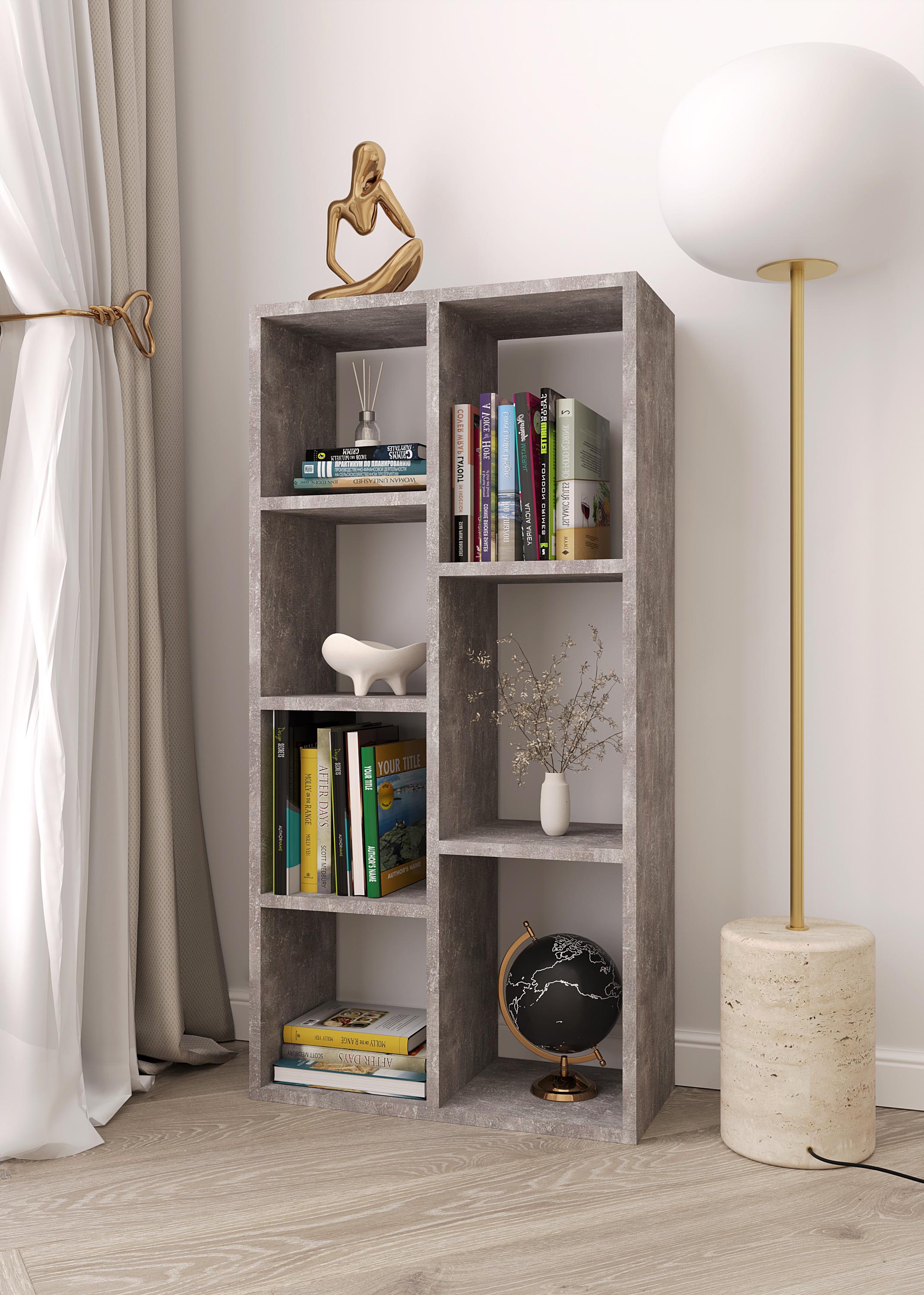 Стелаж на 7 комірок відкритого типу 100х49х23 см Бетон - фото 1 Стелаж на 7 комірок відкритого типу 100х49х23 см Бетон - фото 1