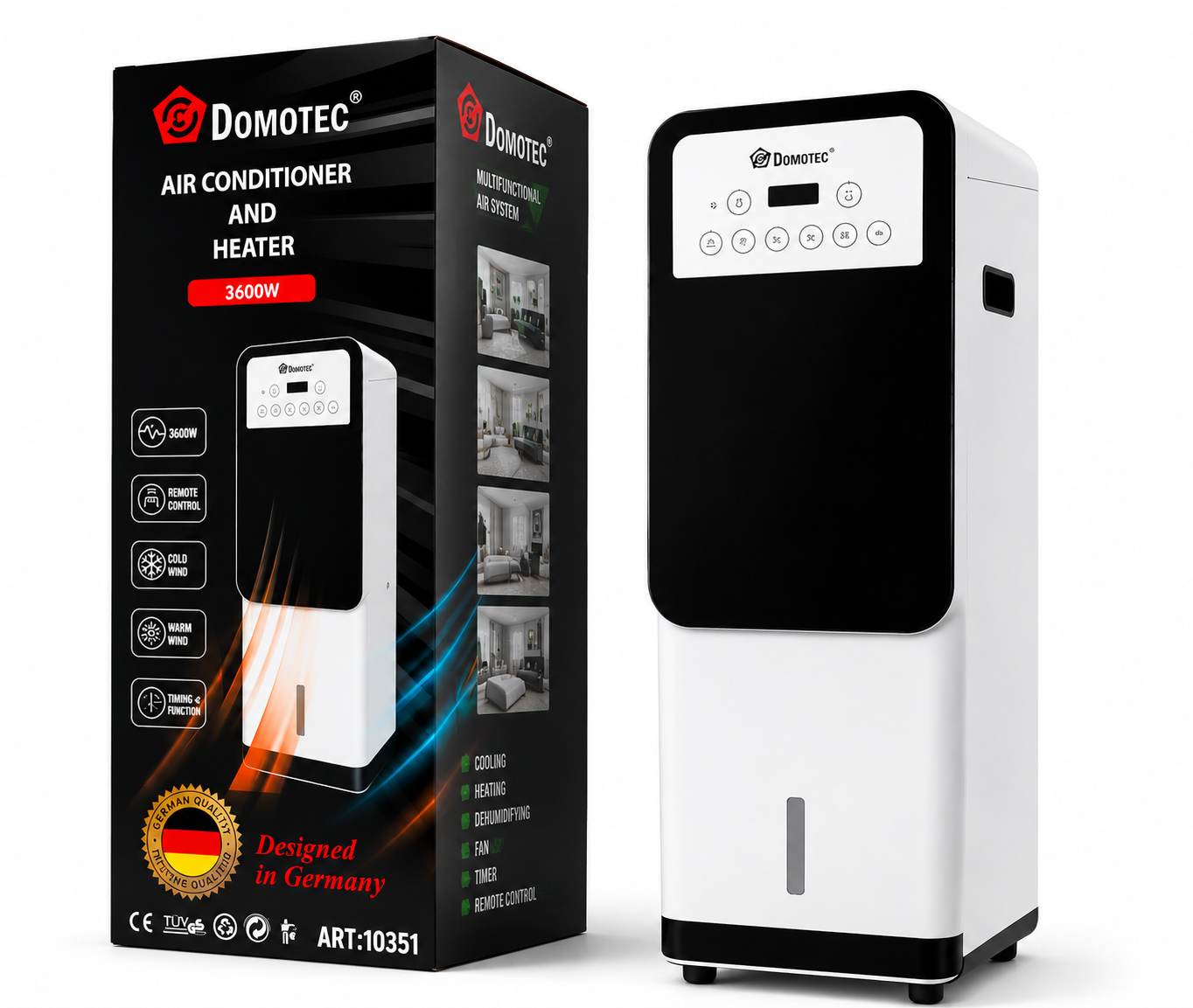 Кондиционер мобильный напольный Domotec ART-10351 3в1 с увлажнением/охлаждением/обогревом 3600 Вт (35964719) Кондиционер мобильный напольный Domotec ART-10351 3в1 с увлажнением/охлаждением/обогревом 3600 Вт (35964719)