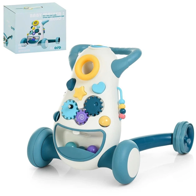 Каталка ходунки Arolo K1 для мальчика свет/звук/сортер/трещотка/трещотка Голубой