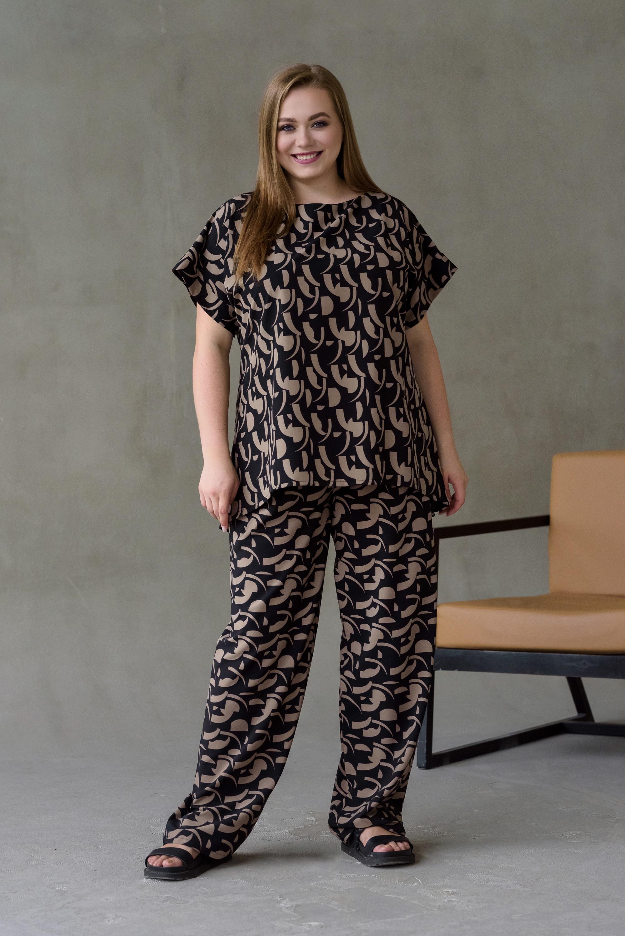 Костюм женский штапельный Альмина р. 74 Коричневый (26813583)