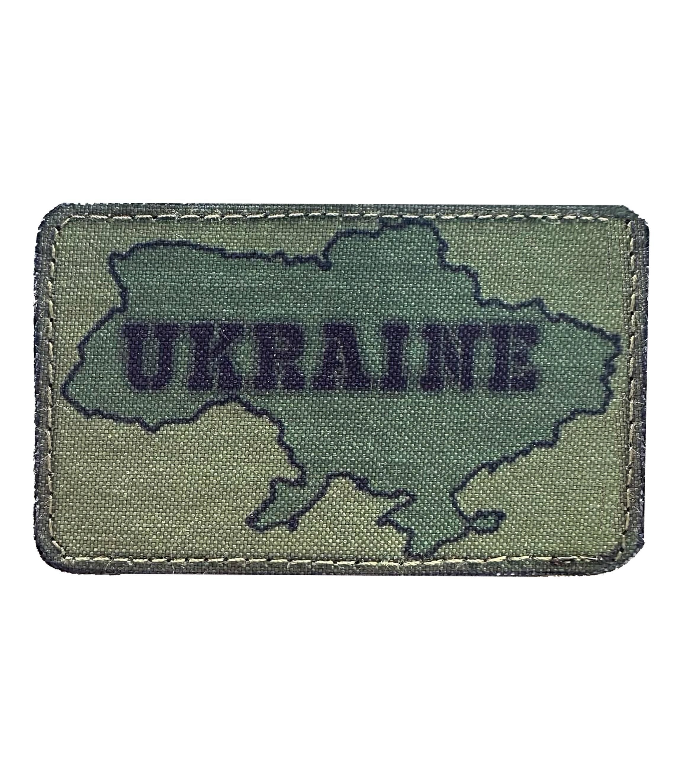 Шеврон принт UKRAINE карта Украины на липучке Олива (UKRAINE)