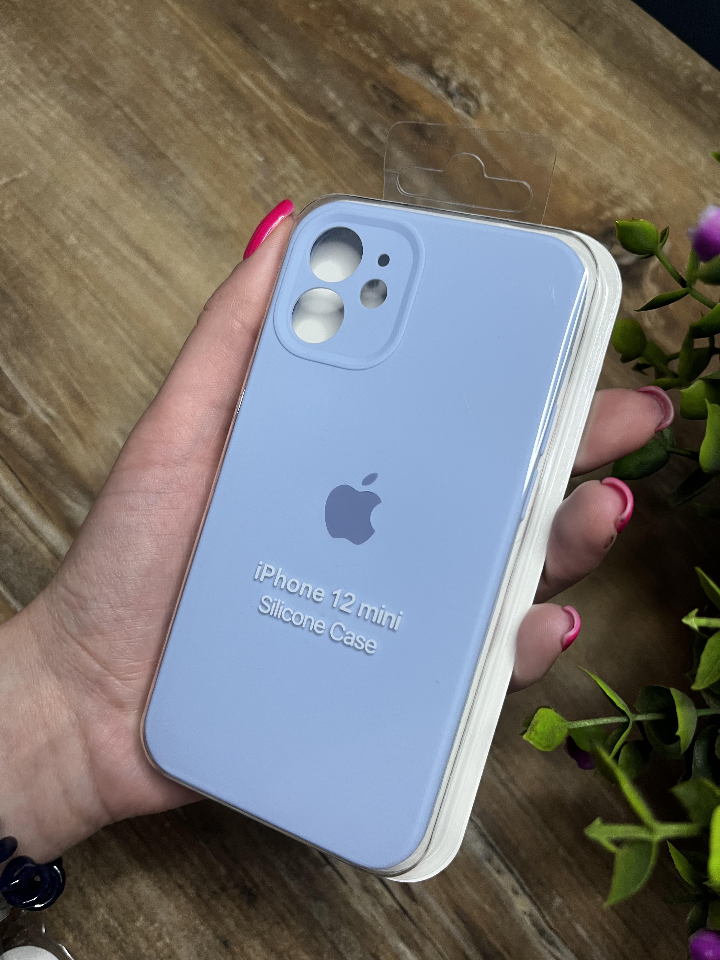 Чехол накладка на iPhone (Айфон) 12 Mini квадратные борта silicone case full camera Apple
