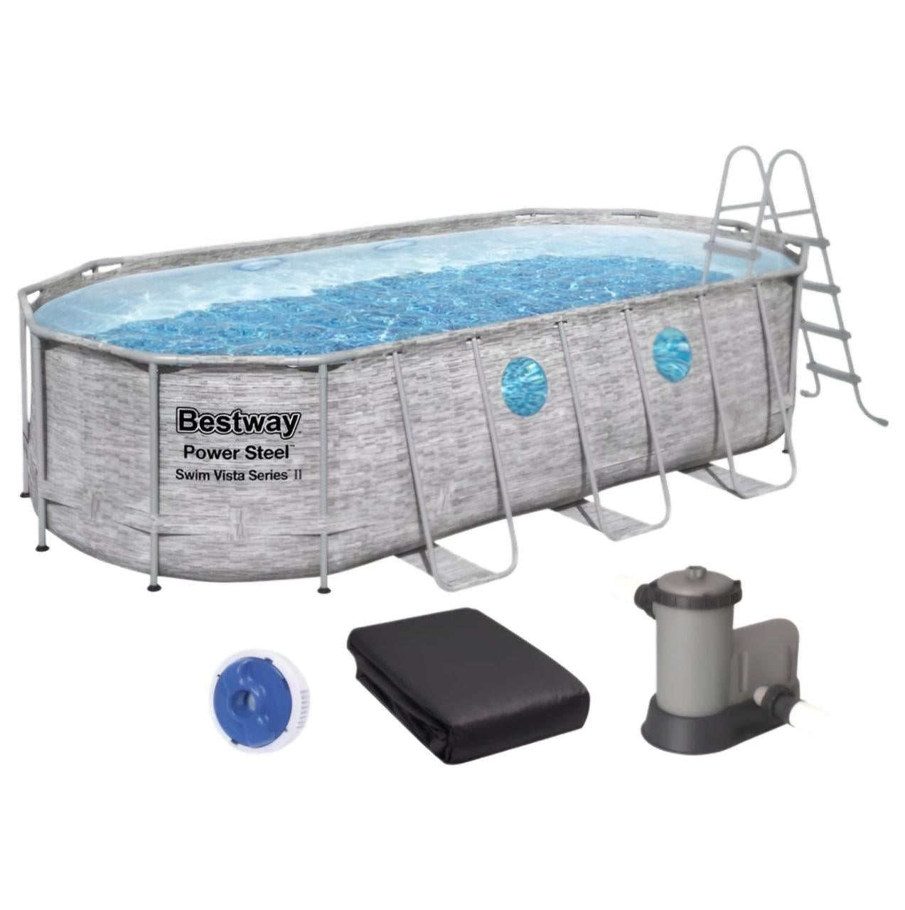 Бассейн Bestway 56716 овальный с насосом/тентом и подкладкой 549×274×122 см 13430 л (34322720)
