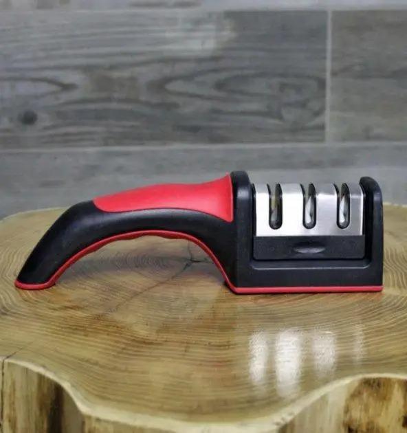 Точилка для ножей Knife Sharpener кухонная на три уровня заточки угол 20° с ручкой (7250ac58) - фото 2