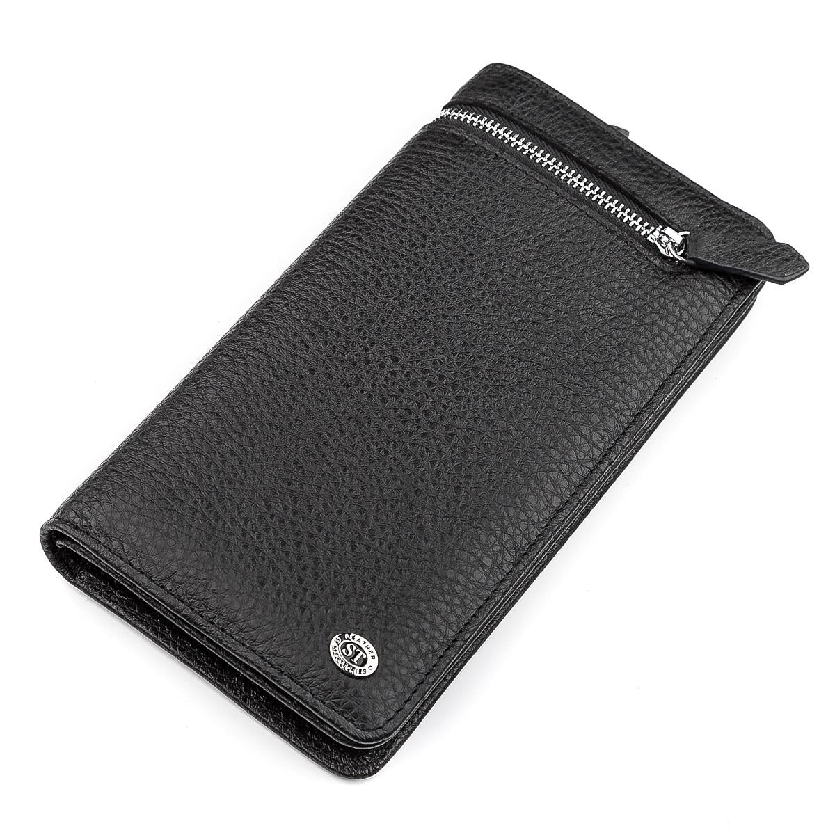 Мужской кошелек ST Leather 18444 ST291 из натуральной кожи Черный