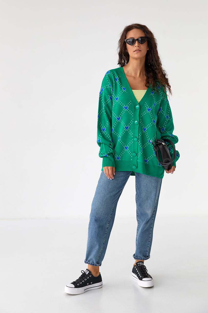 Кардиган женский оверсайз M Зеленый (9528315) - фото 3 Кардиган женский оверсайз M Зеленый (9528315) - фото 3