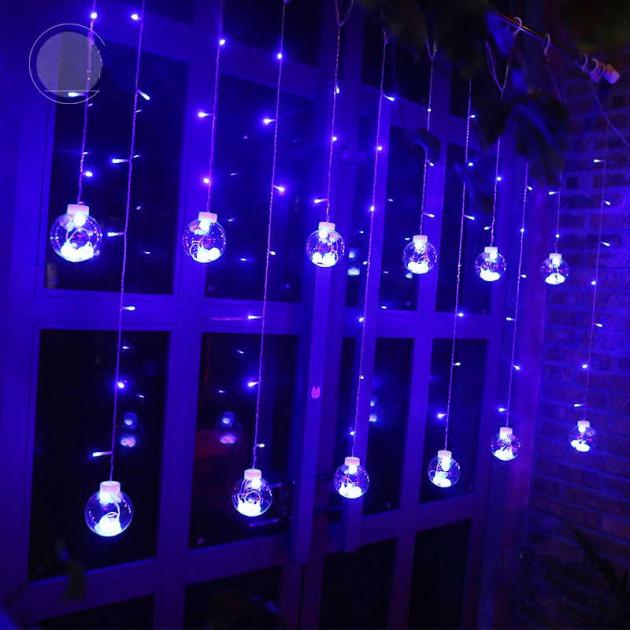 Гирлянда новогодняя светодиодная Штора 12 шаров LAMP-BALL-12 WW (100673)