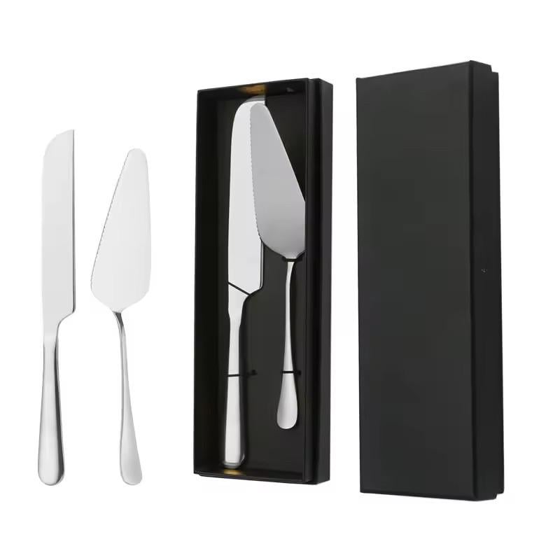 Набір лопатка та ніж з нержавіючої сталі для торта та десерту Сріблястий - фото 1 Набір лопатка та ніж з нержавіючої сталі для торта та десерту Сріблястий - фото 1