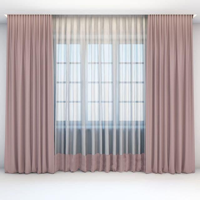 Комплект штор с тюллю Academy Gardin Модельный 200х280/400х280 см 3 шт. Пепельно-рожевий