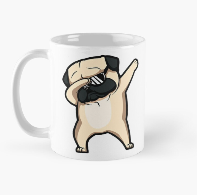 Чашка керамическая с принтом Мопс деб 330 мл Белый (ПН65Ч)