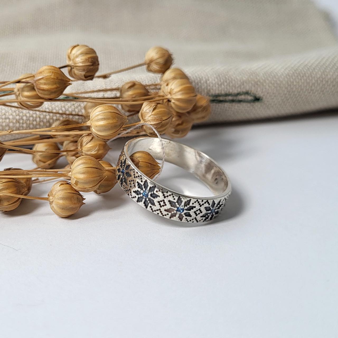 Кольцо серебряное женское Вышиванка р. 18 925 пробы 3,4 г (14151)