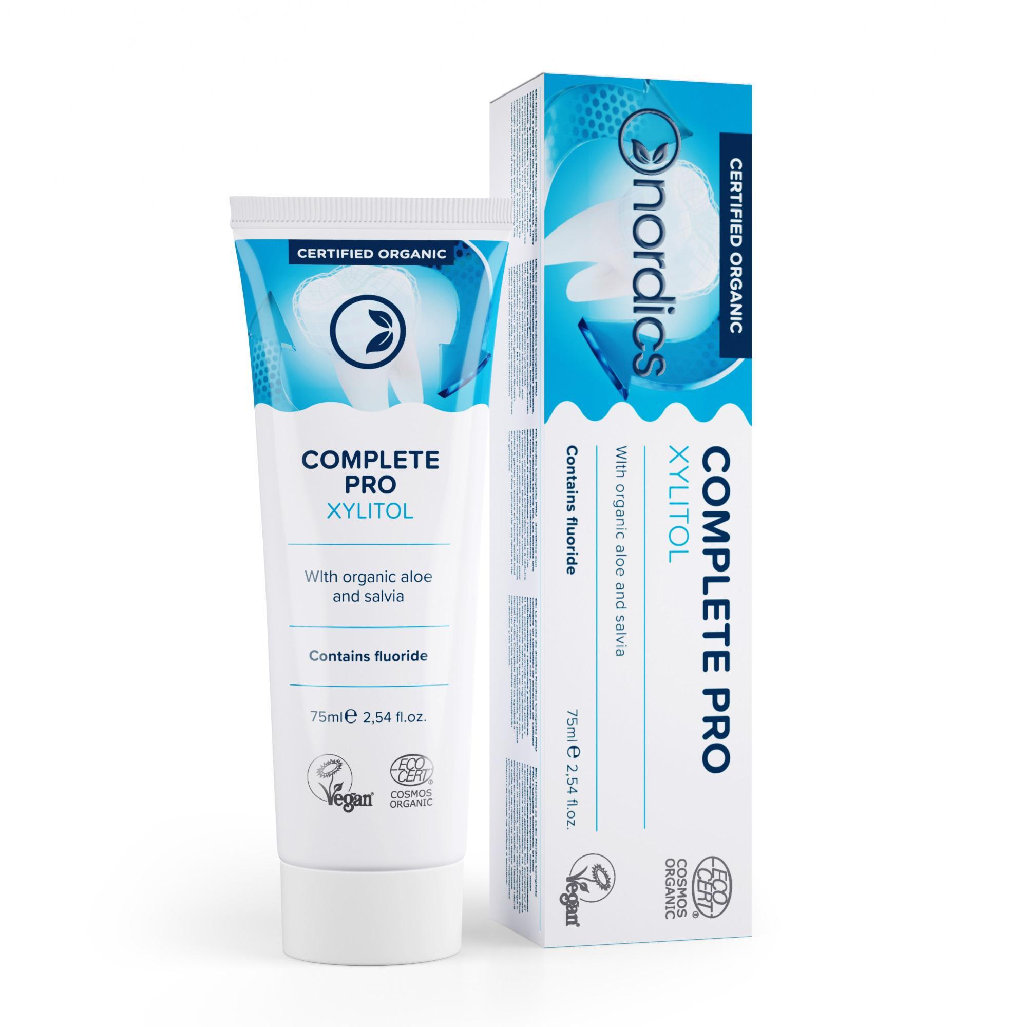 Зубная паста Nordics Cosmos Organic Complete Pro Защита от кариеса и гингивита с ксилитом и фтором 75 мл (7187)