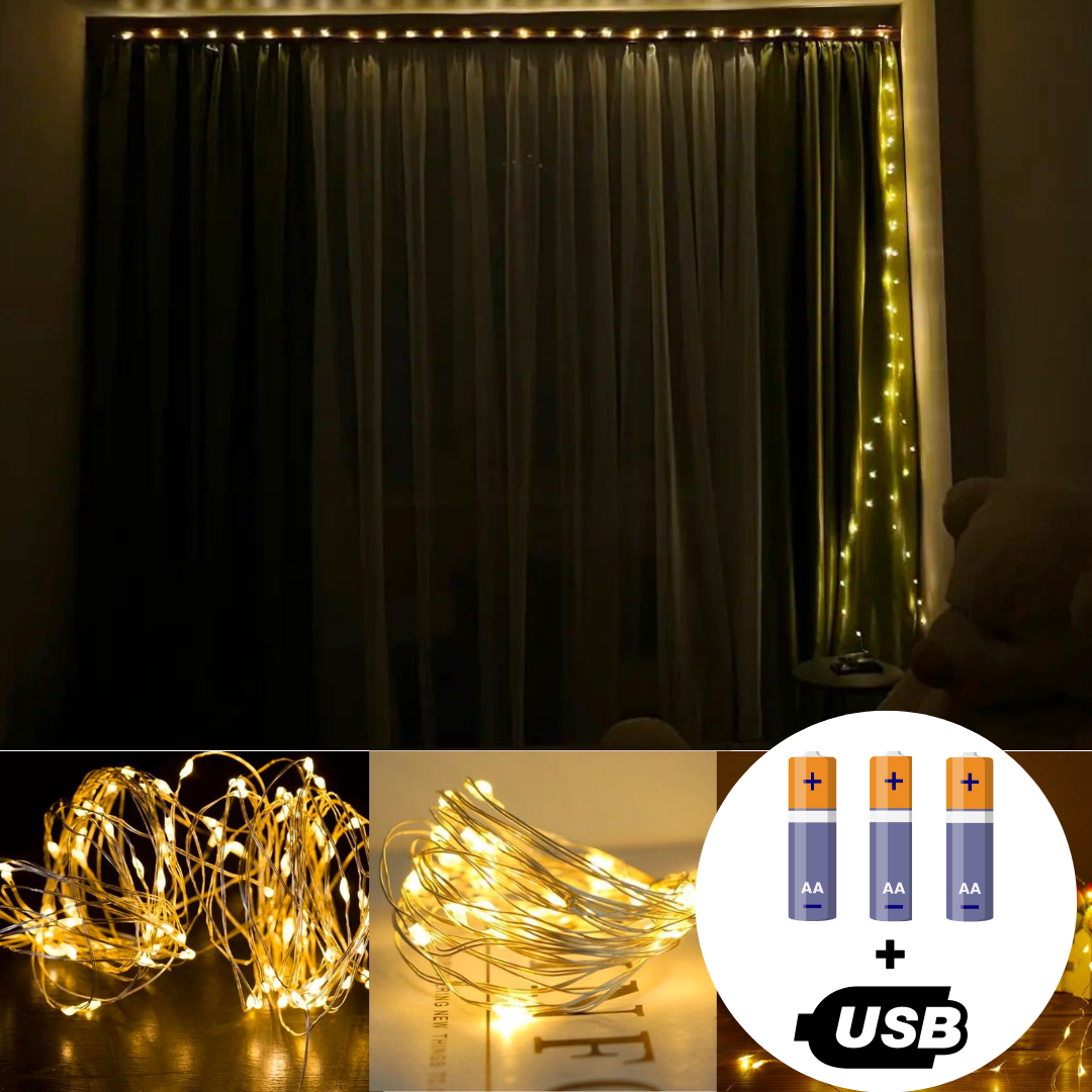 Гирлянда светодиодная Нить роса 20 м на батарейках/USB Теплый белый (2417500901) - фото 9