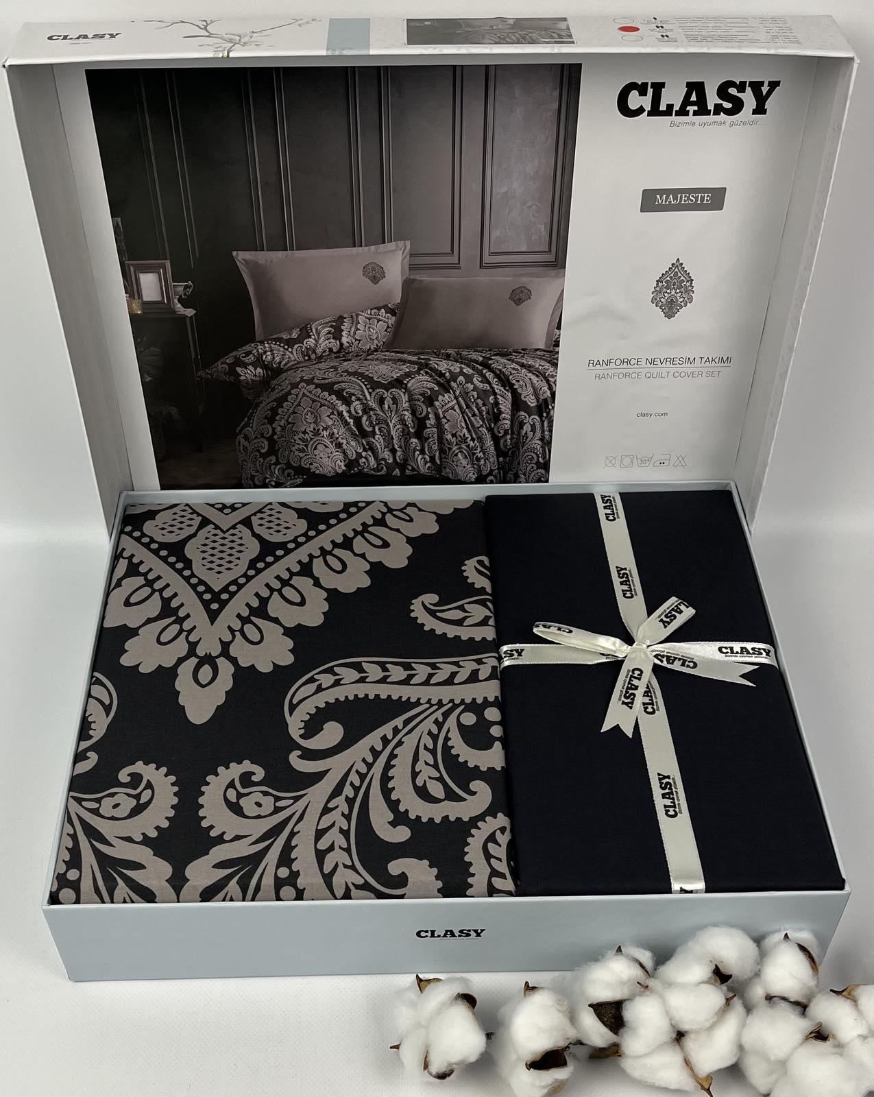 Комплект постельного белья Clasy Majeste V1 семейный ранфорс Antrasit (CN23443)