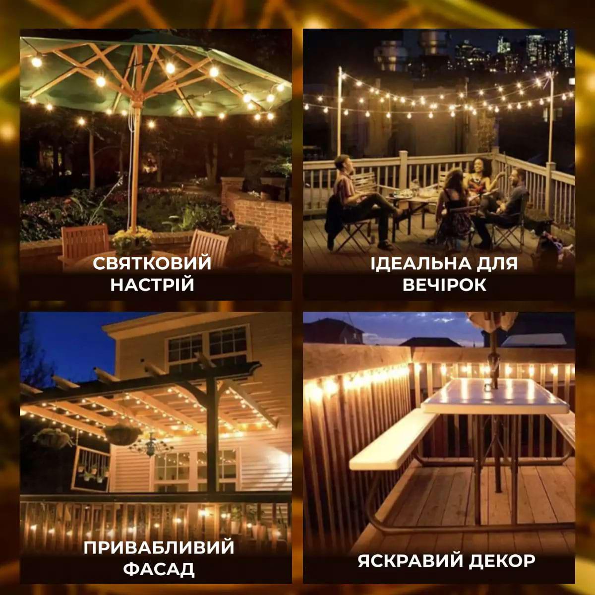 Гирлянда уличная Ретро А60 10 LED лампочек 5 м (4855) - фото 5 Гирлянда уличная Ретро А60 10 LED лампочек 5 м (4855) - фото 5