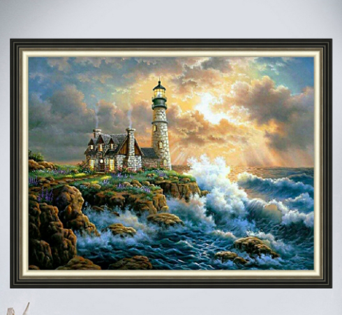 Картина алмазна вишивка Monkey family Одинокий маяк (карт-000069)