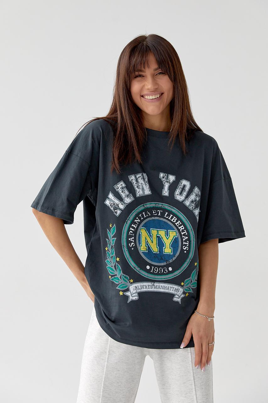 Футболка oversize "New York" L Темно-серый (10347697)