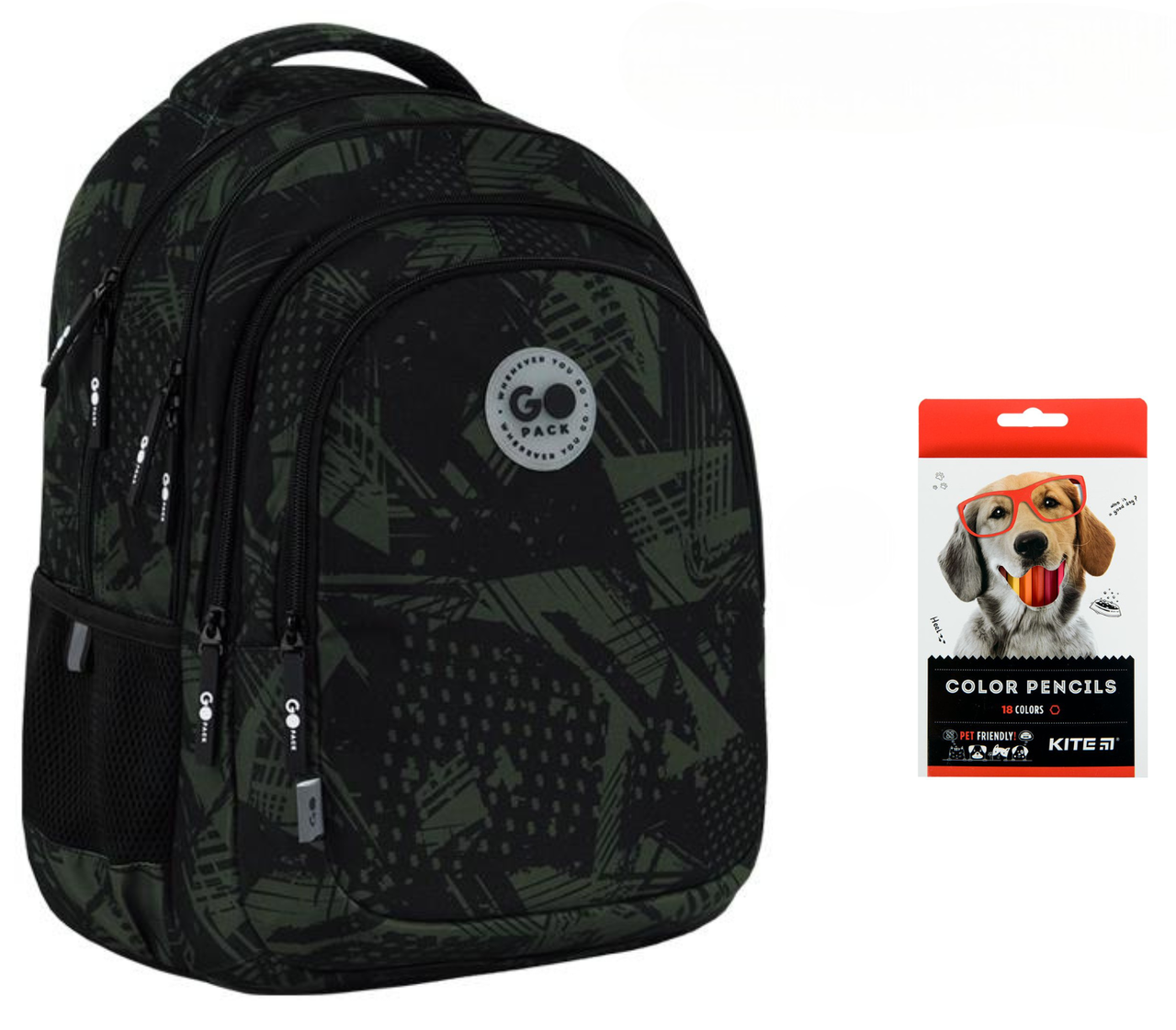 Рюкзак школьный GoPack Teens GO26-162L-3 и карандаши KITE 18 цветов (2905030988)