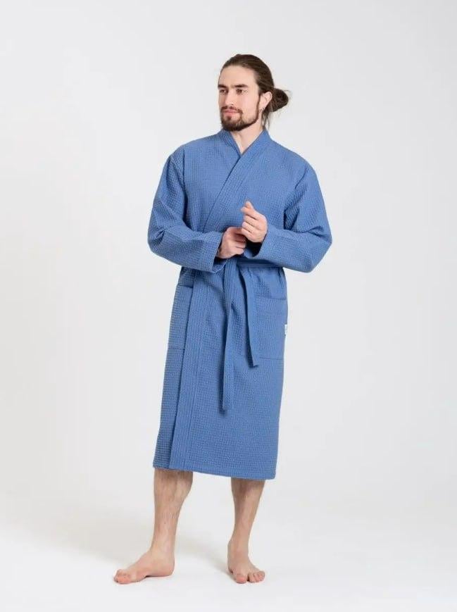 Халат мужской банный для бассейна XL Синий (ВК4401В-4) - фото 1 Халат мужской банный для бассейна XL Синий (ВК4401В-4) - фото 1
