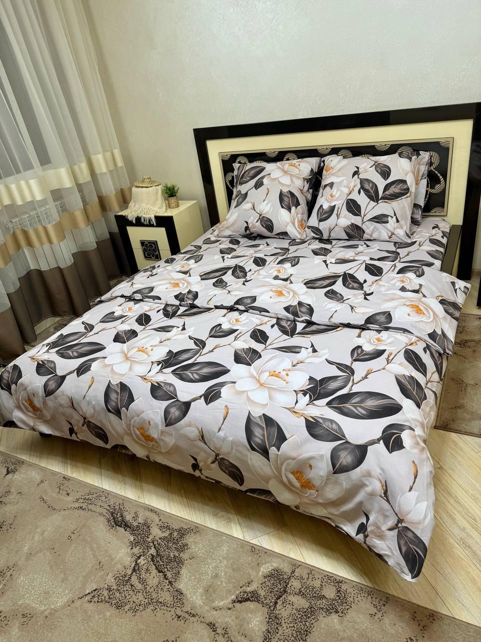 Комплект постільної білизни Лілія бавовняний полуторний 150х220/70х70 см Білий (28857938)