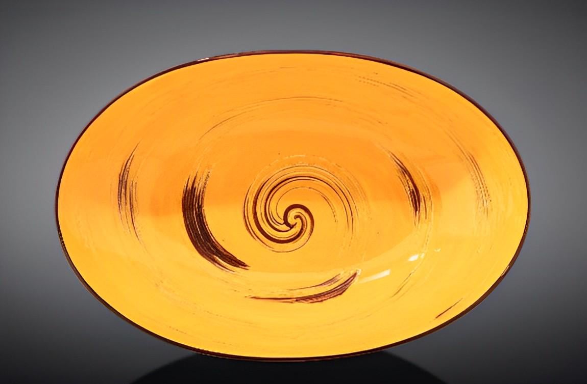 Блюдо овальное глубокое Wilmax SPIRAL YELLOW 25х16,5х6см