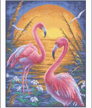 Схема для вышивки бисером Золотая Подкова Розовые фламинго ЗПТ-020 (2954)