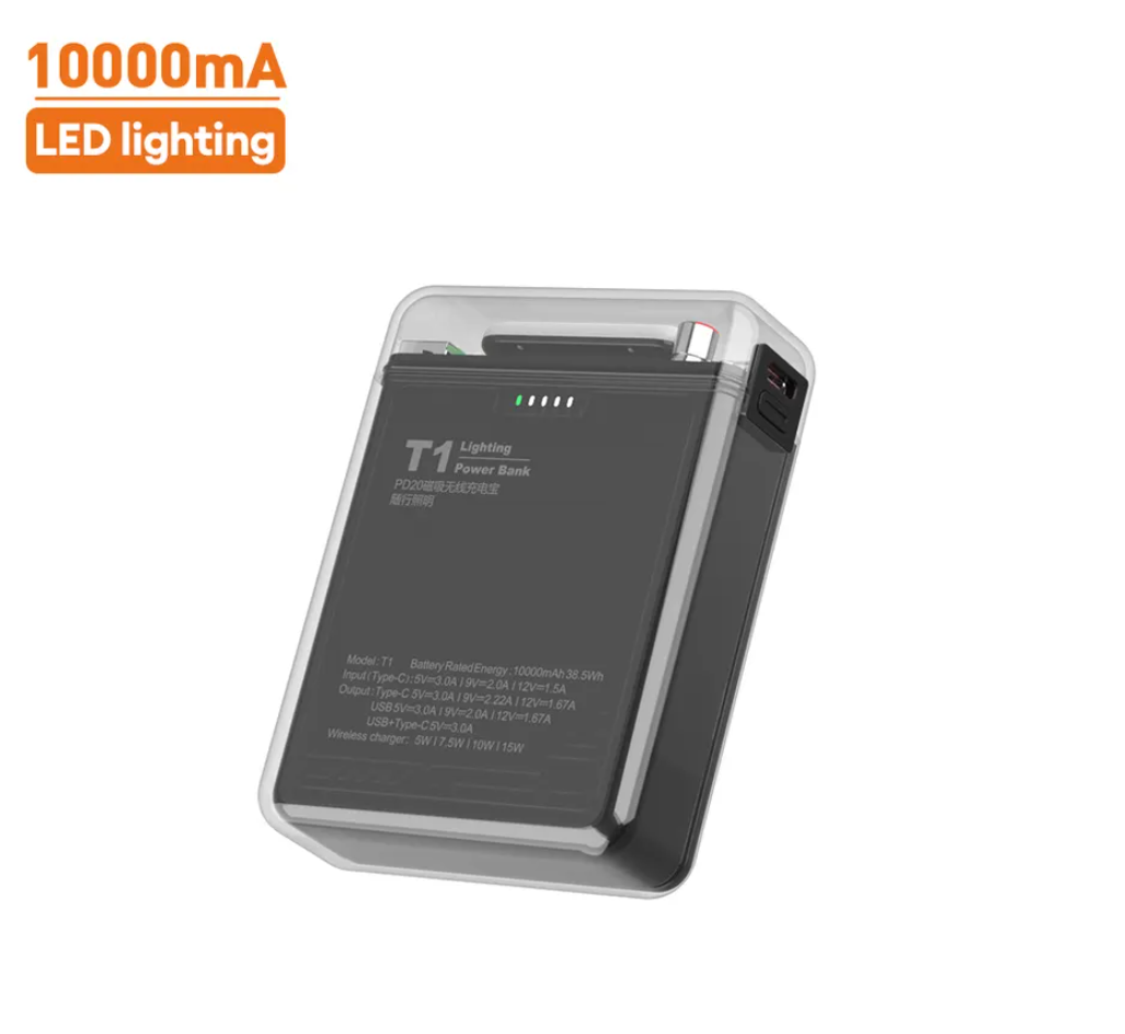 Повербанк магнитный беспроводной MagSafe Power Bank Battery Pack с фонариком HYY-T1 10000 mAh PD 15W Черный (12714763) - фото 2