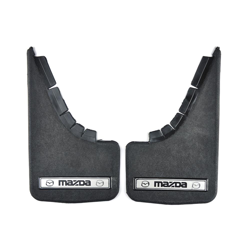 Брызговики малые Mazda надпись мягкая структурная резина Mud-Flaps 2 шт. Серебряный/Черный