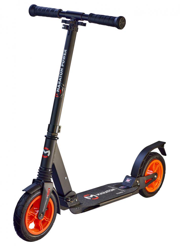 Самокат Maraton Power с надувными колесами Черно-оранжевый Самокат Maraton Power с надувными колесами Черно-оранжевый