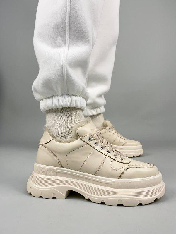 Кроссовки женские кожаные зимние р. 37 Бежевый (6001з/37) - фото 2 Кроссовки женские кожаные зимние р. 37 Бежевый (6001з/37) - фото 2