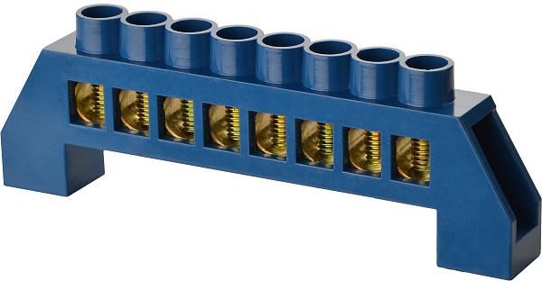 Шина нульова АСКО BC-6В 8 отворів 8x12 мм мідь в корпусному ізоляторі кріплення по краях (A0150120089)