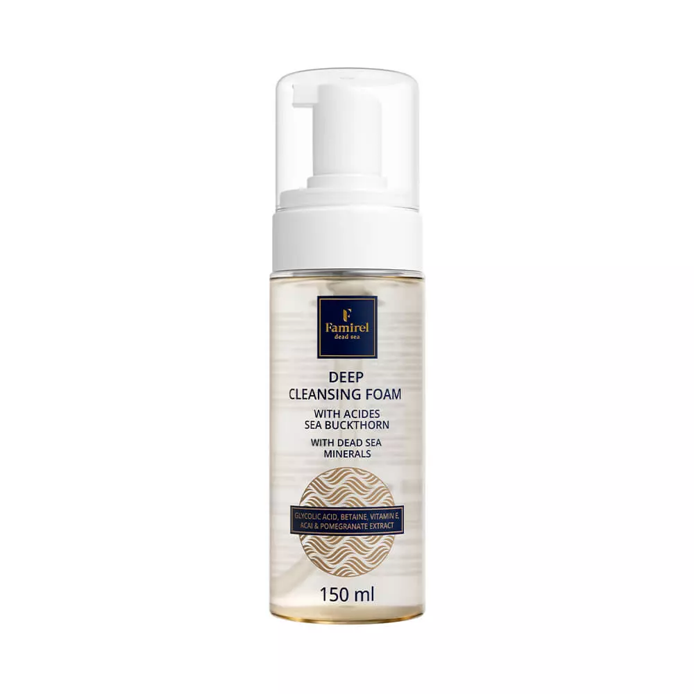 Пенка для глубокого очищения лица Famirel с минералам мертвого моря/кислотами/экстрактом облепихи 14+ 250 мл