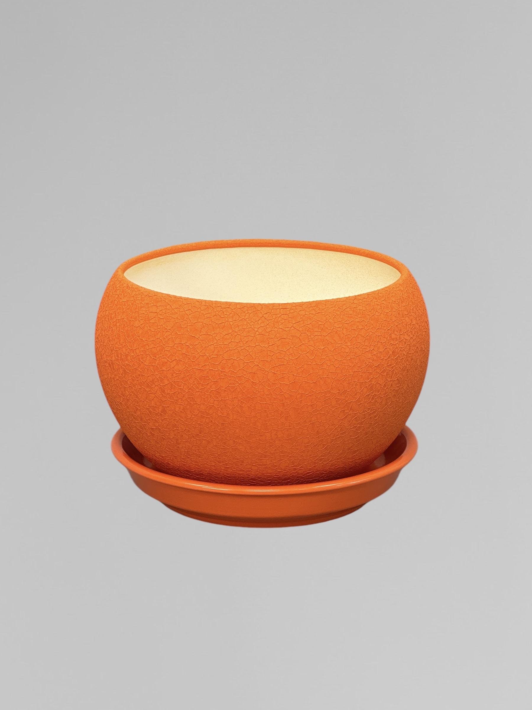 Горщик для квітів керамічний Куля шовк 1,4 л Помаранчевий (Г01018) Горщик для квітів керамічний Куля шовк 1,4 л Помаранчевий (Г01018)