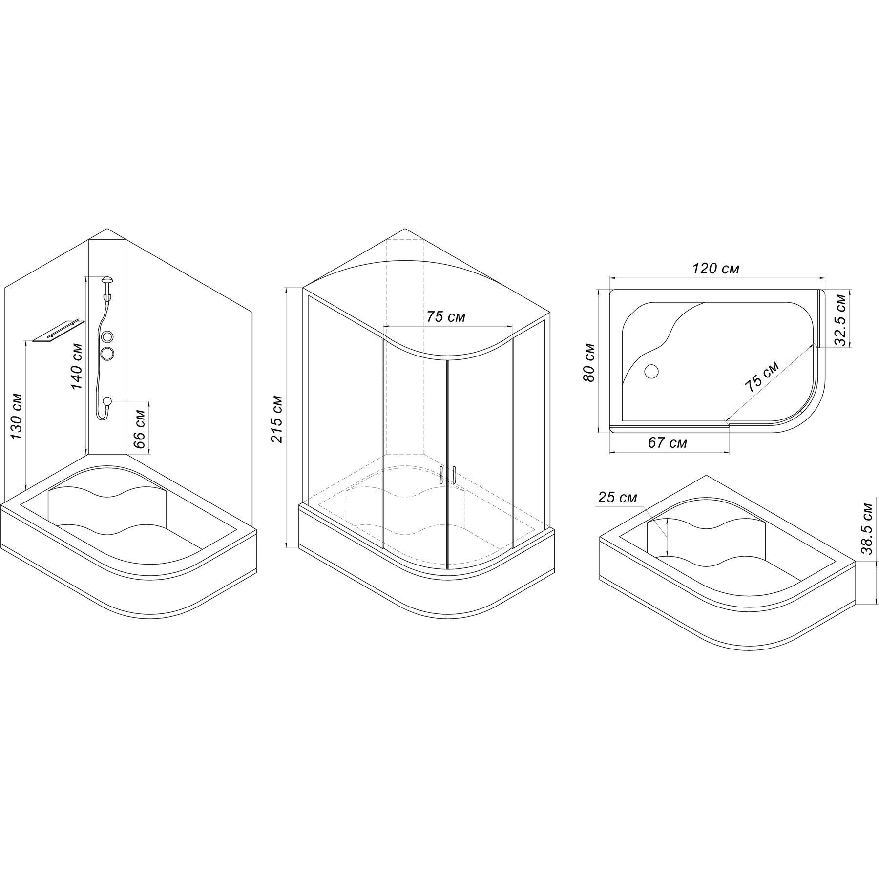 Душовий бокс BRAVO OBRA H120BR - фото 2