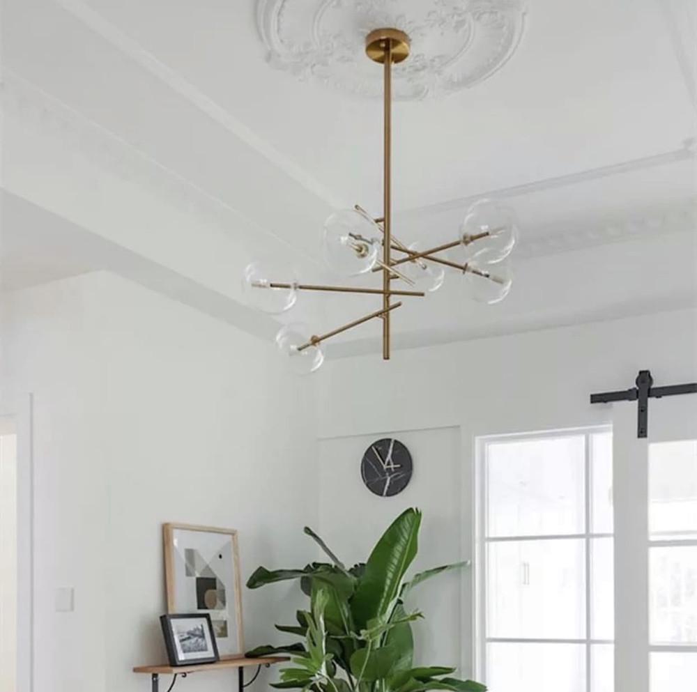 Люстра в корпусі метал на 6 прозорих плафонів Латунь (Y 8828) - фото 2