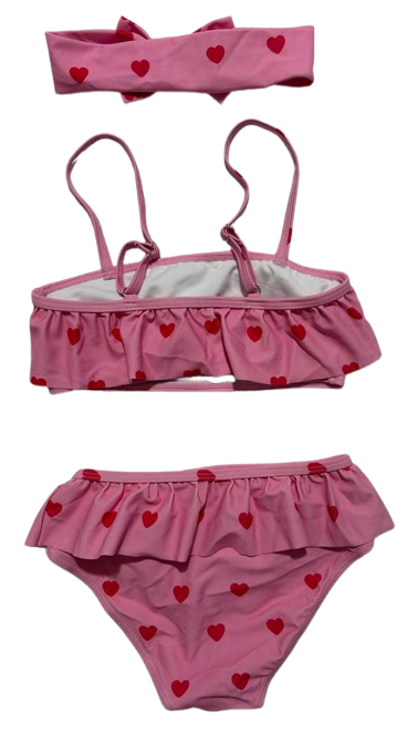 Купальник раздельный для девочки с повязкой на голову Сердечки 5-6 лет 120 см (1729)