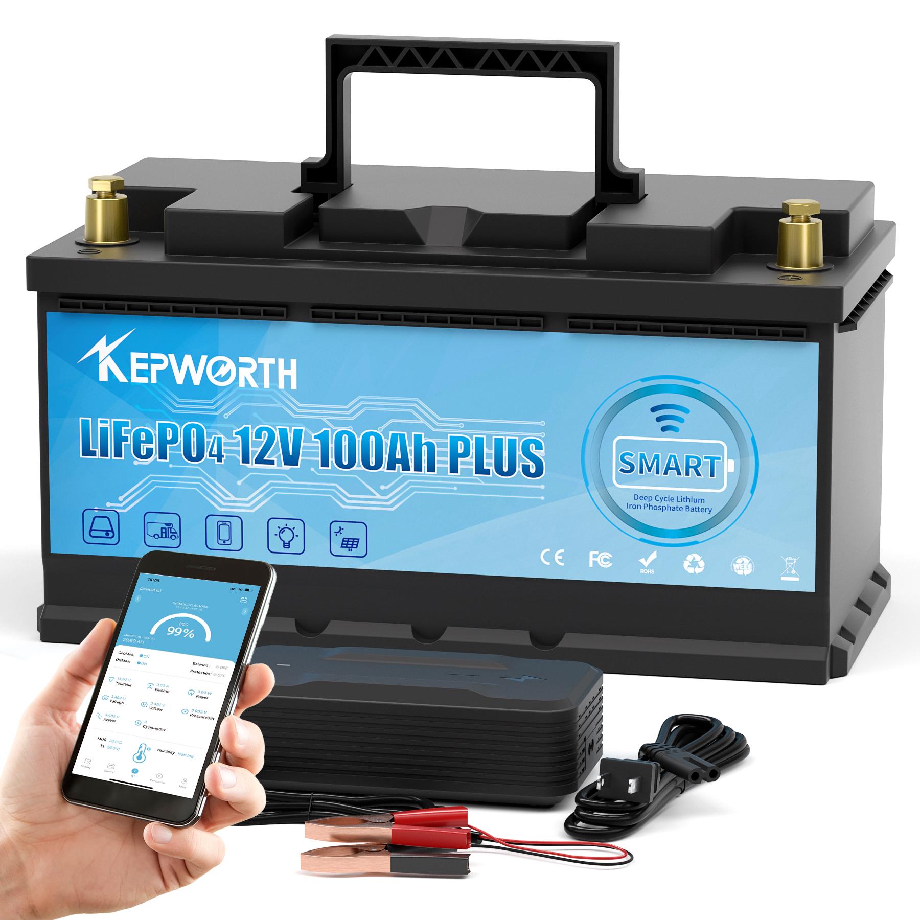 Аккумулятор Kepworth LiFePO4 12V 100Ah 1280W Smart Bluetooth с зарядным устройством BMS (K12100999) - фото 9 Аккумулятор Kepworth LiFePO4 12V 100Ah 1280W Smart Bluetooth с зарядным устройством BMS (K12100999) - фото 9