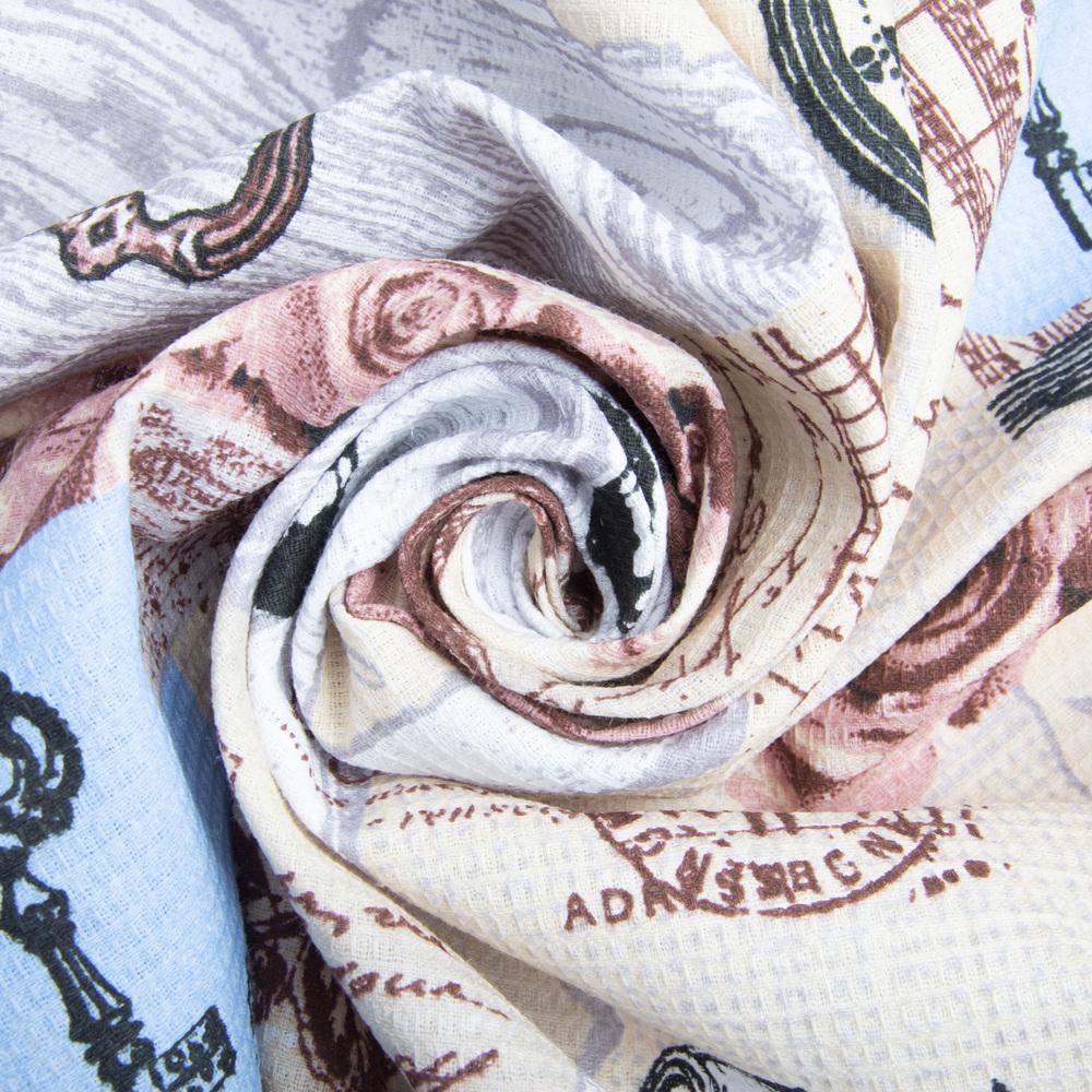 Ткань полотенцевая вафельная Часы (24667)