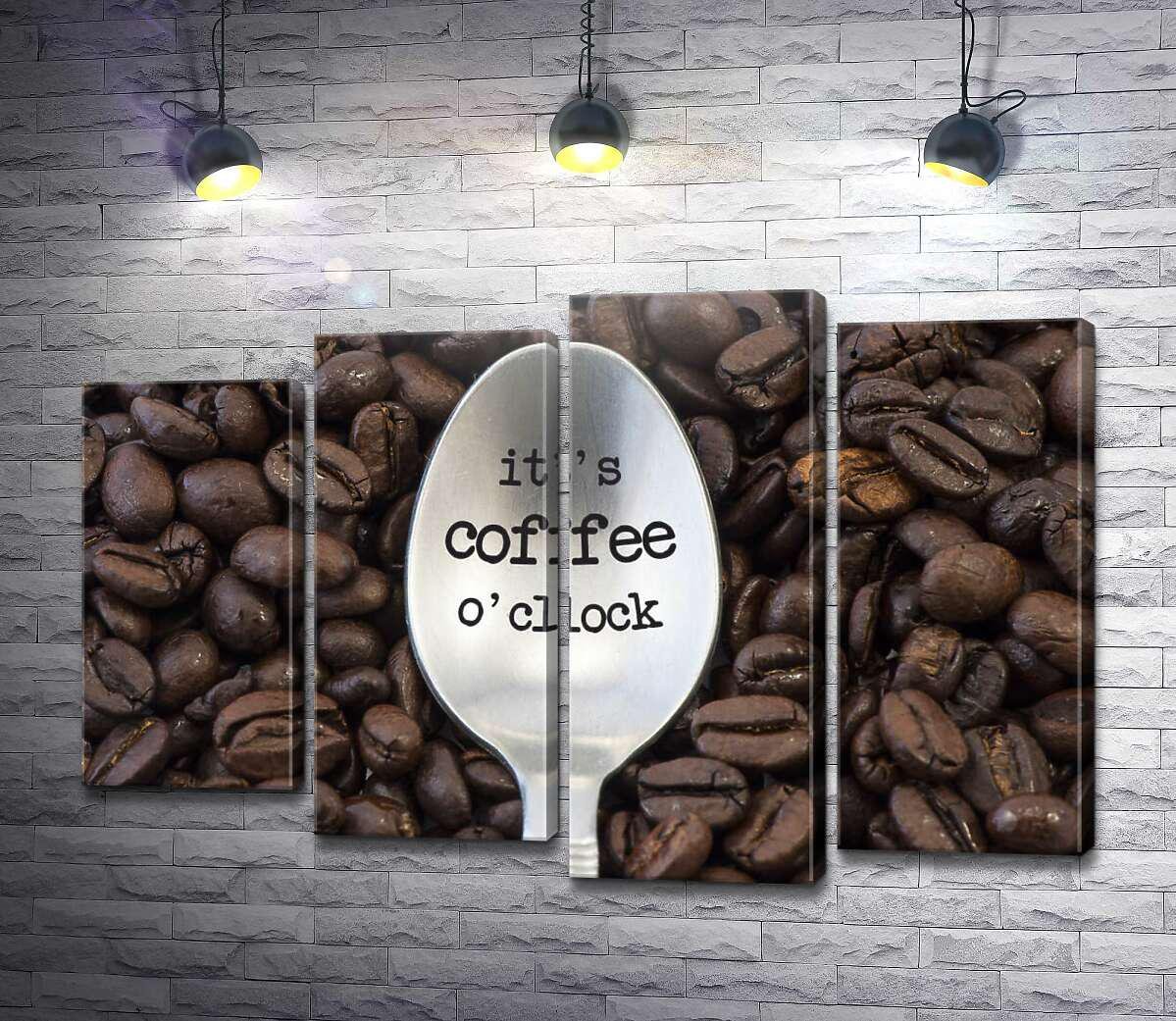 Картина ArtPoster Кофейная ложка с надписью "it's coffee o'clock" 132x88 см Модуль №21 (004301) - фото 1